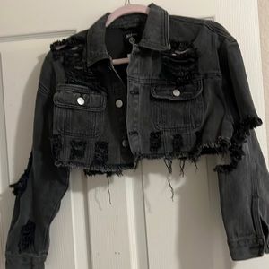 Boohoo Black distressed denim jacket